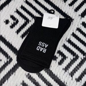 “Bad A**” Black Ankle Socks